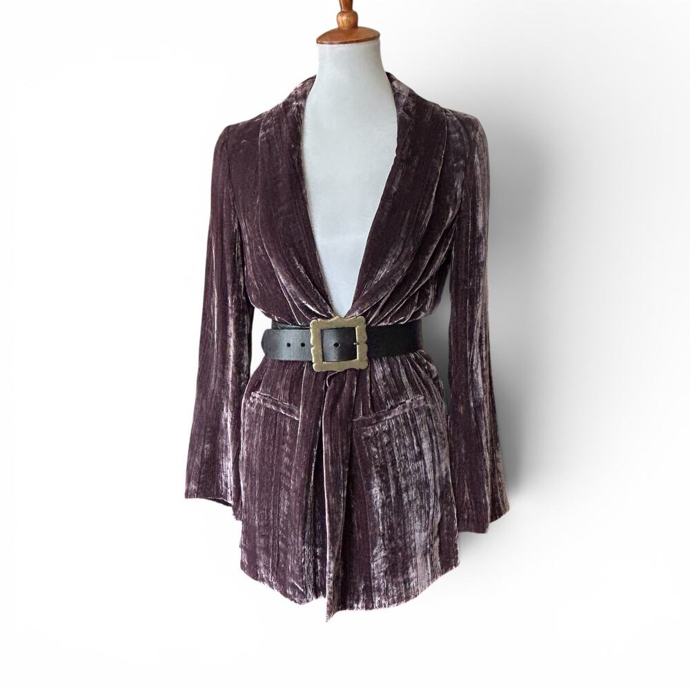 Gryphon Purple Velvet Oversized Blazer Silk Lining Size Small